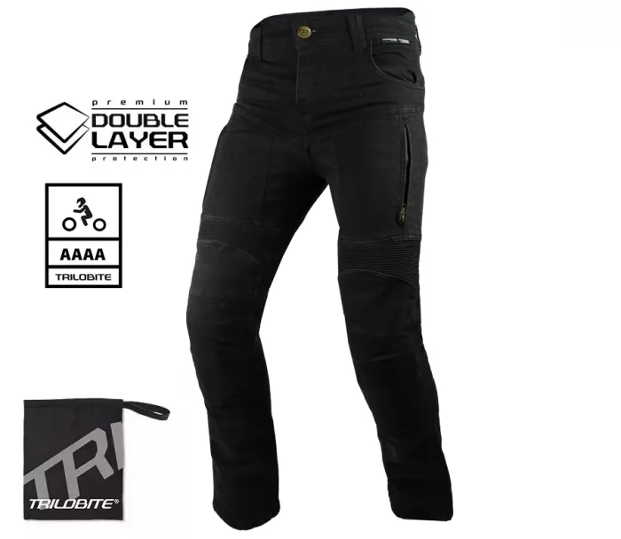 Kalhoty na moto Trilobite Parado doublelayer AAAA slim fit men jeans black level 2 (prodloužené)