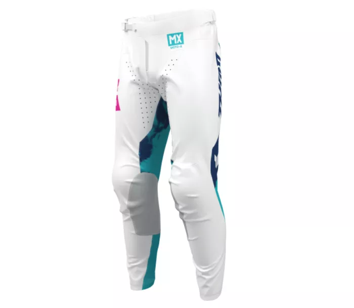 Motokrosové kalhoty Thor Launchmode Bleach white/aqua