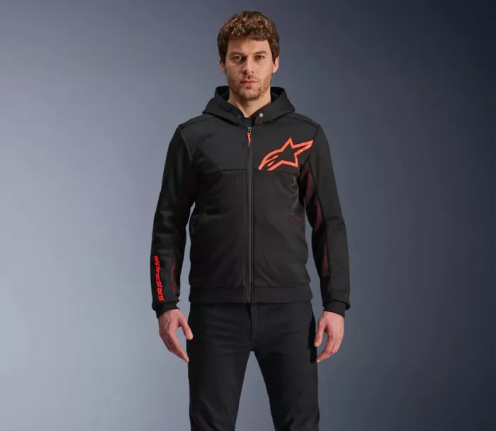 Pánská mikina na moto Alpinestars Chrome Air sport black/fluo red