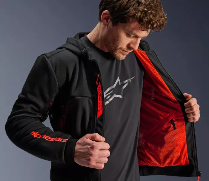 Pánská mikina na moto Alpinestars Chrome Air sport black/fluo red