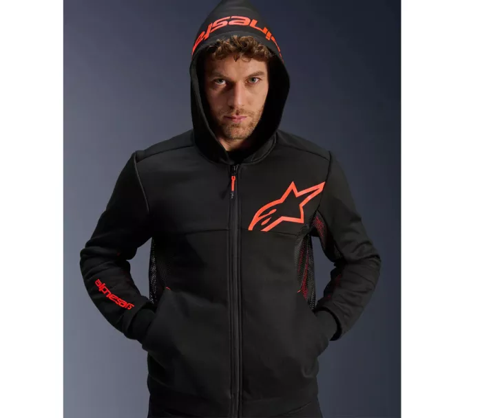 Pánská mikina na moto Alpinestars Chrome Air sport black/fluo red