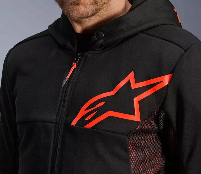 Pánská mikina na moto Alpinestars Chrome Air sport black/fluo red