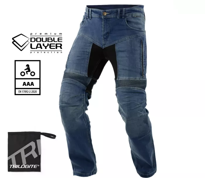 Motocyklové džíny Trilobite Parado doublelayer AAA regular fit men blue level 2 (zkrácené)
