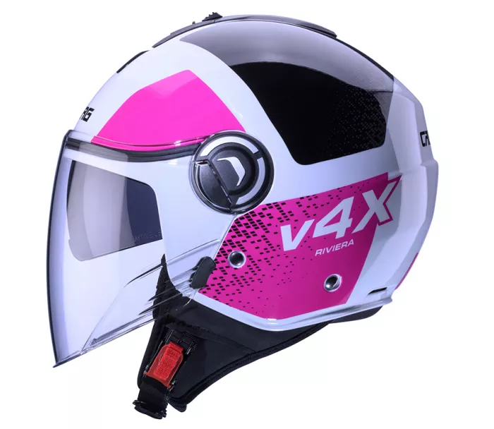 Otevřená helma Caberg Riviera V4X Alpha white/fuchsia/black