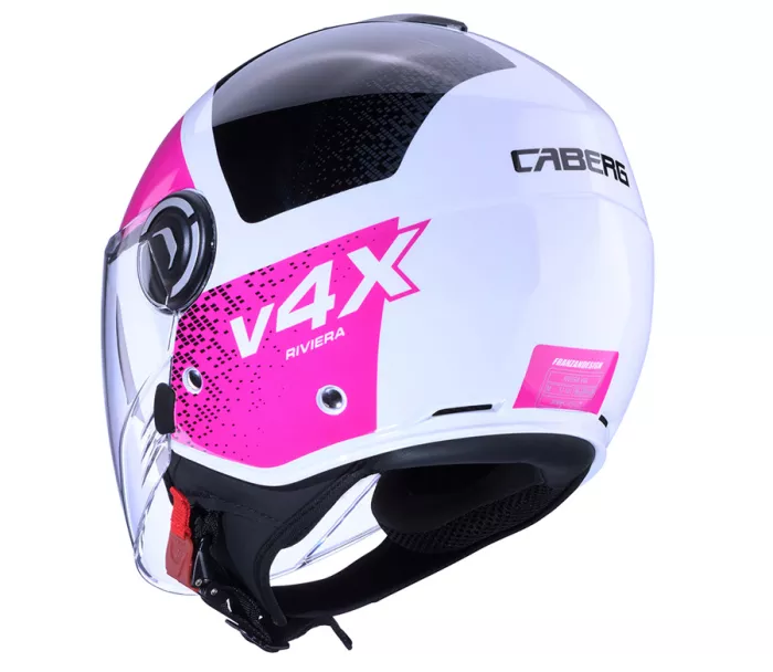 Otevřená helma Caberg Riviera V4X Alpha white/fuchsia/black