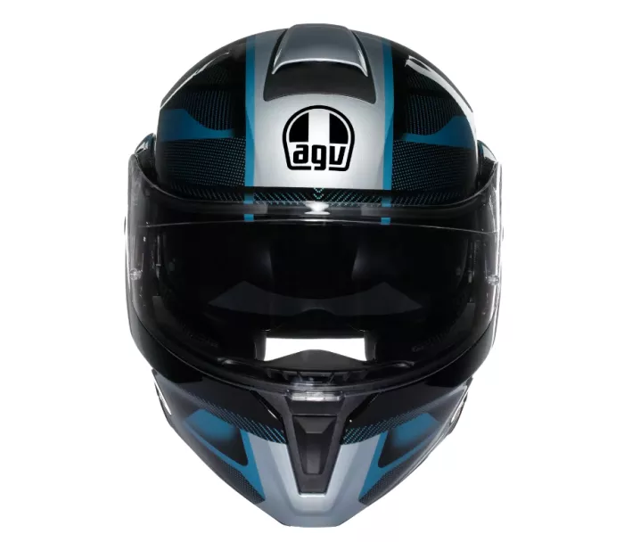 Výklopná helma AGV E2206 STREETMODULAR LEDRO MATT BLACK/POWDER BLUE
