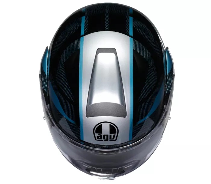 Výklopná helma AGV E2206 STREETMODULAR LEDRO MATT BLACK/POWDER BLUE