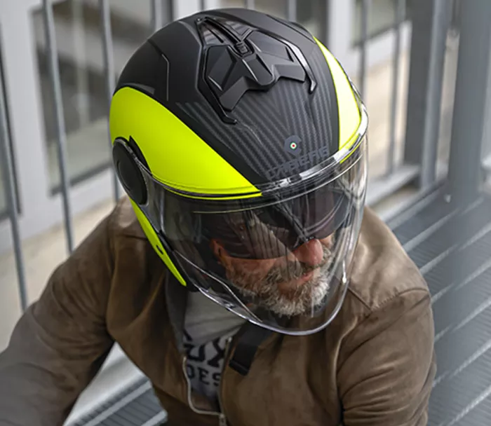 Otevřená helma Caberg Soho Milano matt black/yellow fluo