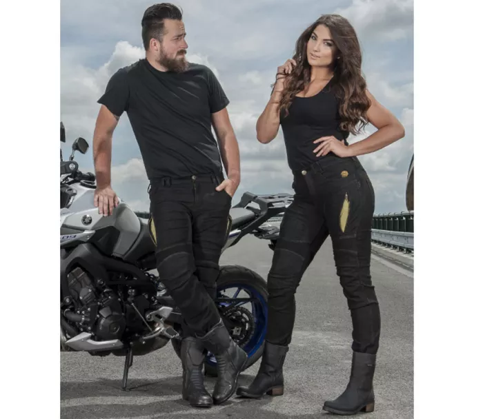 Dámské kevlarové džíny na moto Trilobite Parado black (prodloužené)