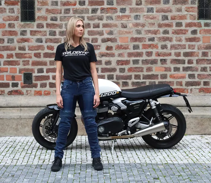 Dámské kalhoty Trilobite Parado doublelayer AAAA slim fit jeans blue level 2 (prodloužené)