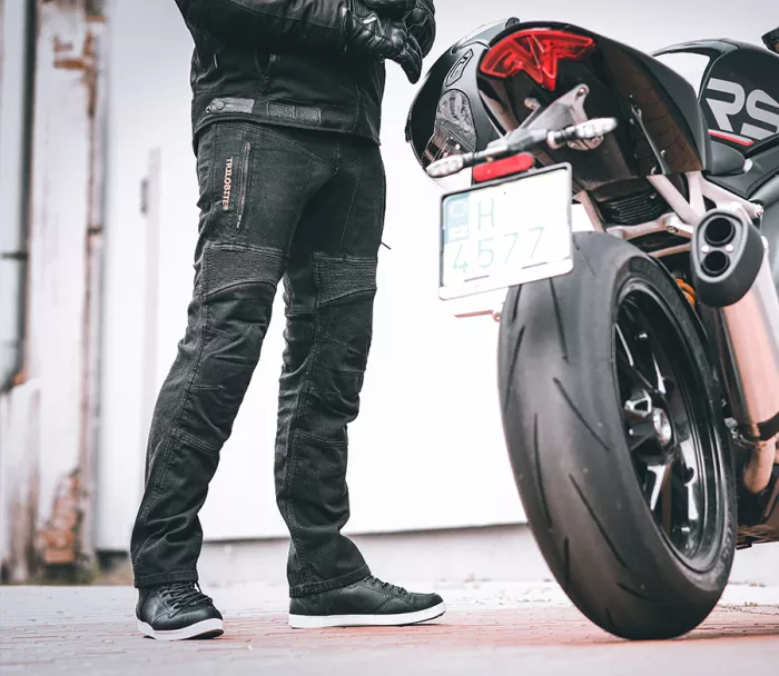 Kevlarové džíny na motorku Trilobite Parado black (prodloužené)