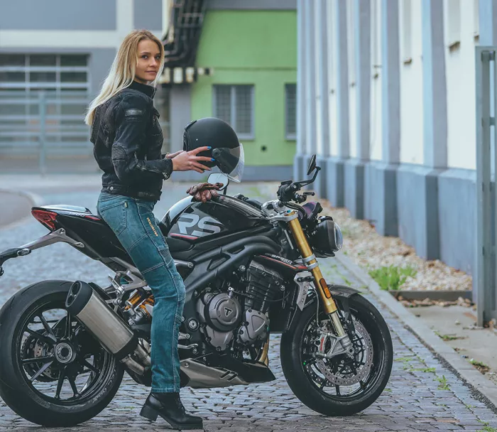 Dámské džíny na motorku Trilobite Parado blue (prodloužená délka)