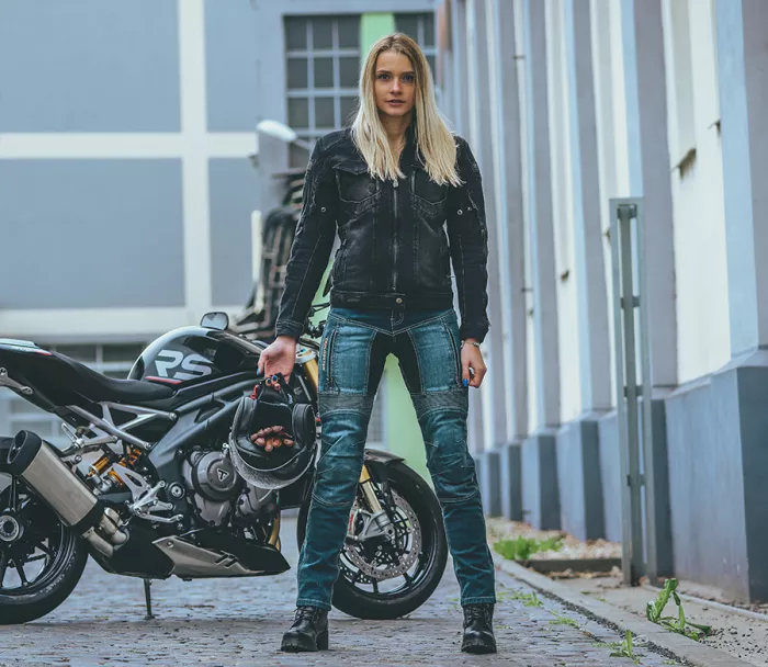Dámské džíny na motorku Trilobite Parado blue (prodloužená délka)