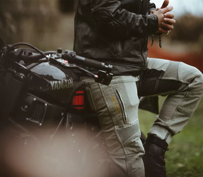 Kevlarové džíny na motorku Trilobite Parado light grey SLIM