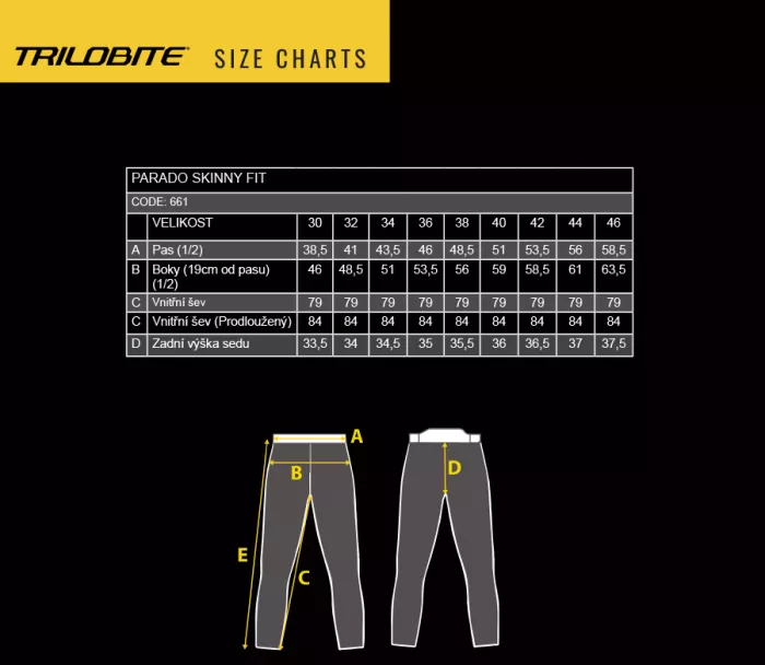 Pánské kalhoty Trilobite Parado skinny fit black level 2 (Prodloužené)