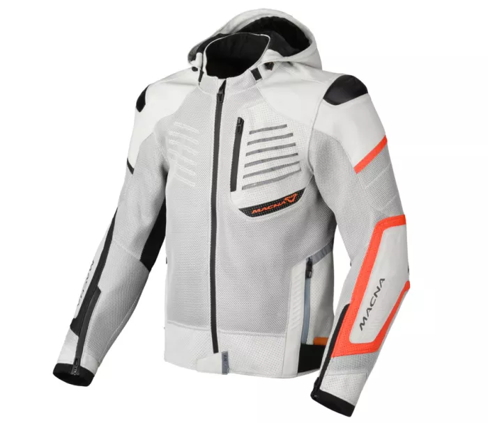 Pánská bunda na moto Macna Risant Night Eye grey/orange leather