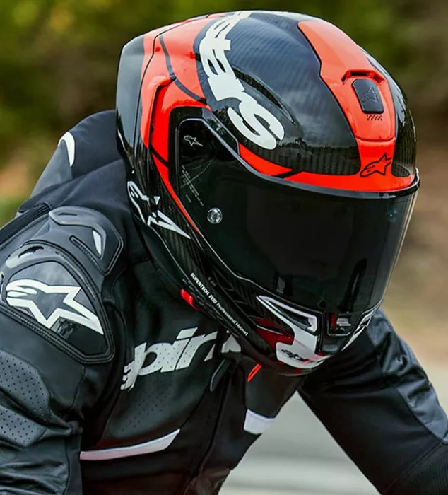 Integrální helma Alpinestars Supertech R10 Element black/carbon bright red/white gloss