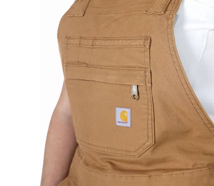 Krátké montérky CARHARTT RELAXED FIT CANVAS FEMALE SHORTALL BROWN