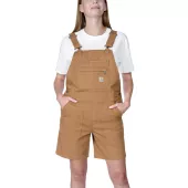Krátké montérky CARHARTT RELAXED FIT CANVAS FEMALE SHORTALL BROWN
