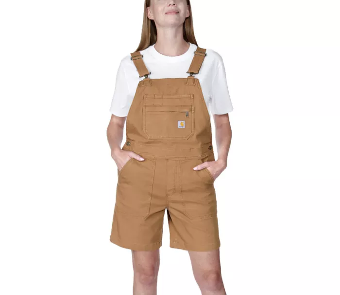 Krátké montérky CARHARTT RELAXED FIT CANVAS FEMALE SHORTALL BROWN