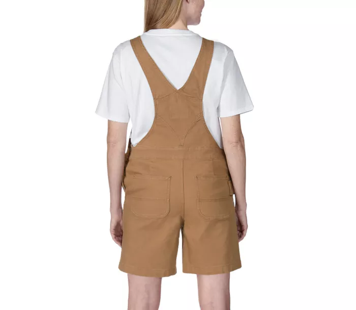 Krátké montérky CARHARTT RELAXED FIT CANVAS FEMALE SHORTALL BROWN