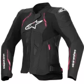 Dámská kožená bunda Alpinestars Stella Dusk black/diva pink/white