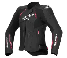 Dámská kožená bunda Alpinestars Stella Dusk black/diva pink/white