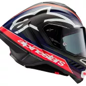Integrální helma Alpinestars Supertech R10 Team black/carbon red fluo/dark blue matt