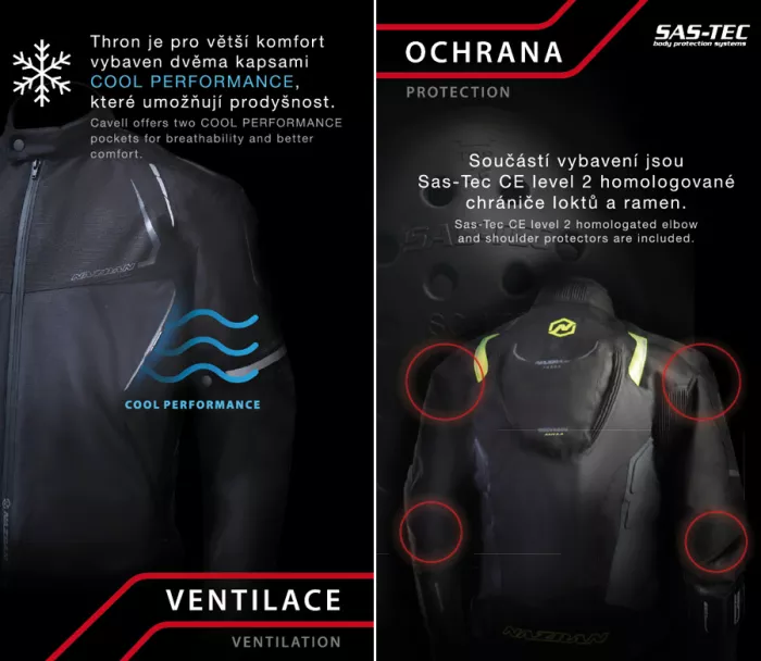 Dámská bunda na moto Nazran Thron Tech Air black/grey/fluo