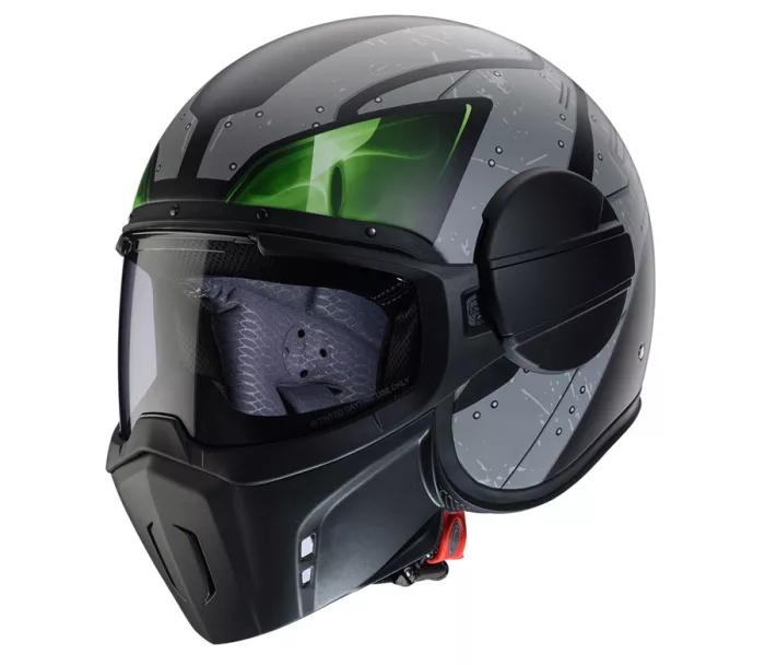Otevřená helma Caberg Ghost X Vyrus matt black/grey/green fluo