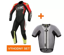 Výhodný set: Kombinéza XRC Haderg blk/yellow fluo/red + Alpinestars Tech-Air 5 vesta