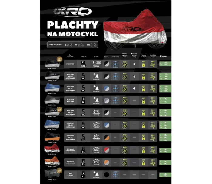 Plachta na motorku XRC Offroad/MX red/silver vel. XL