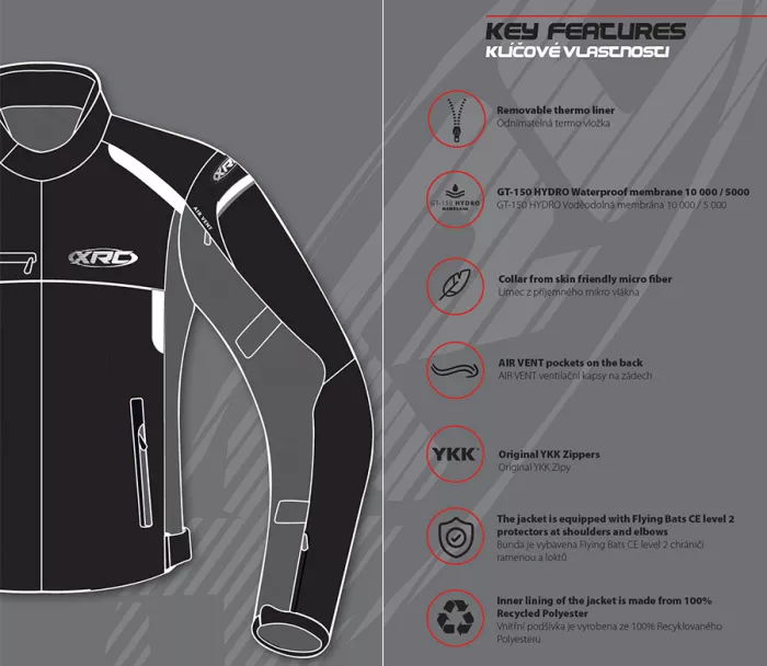 Dámská bunda na motorku XRC Totter WTP blk/grey/fluo